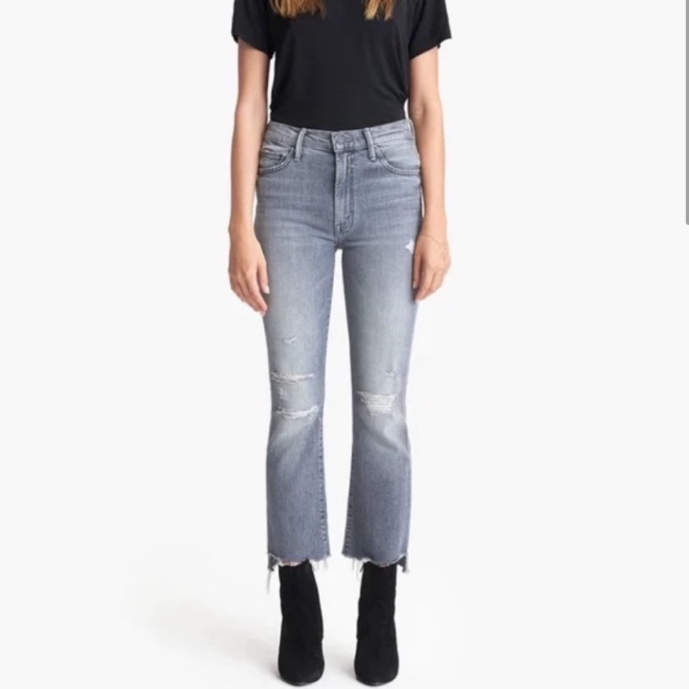 MOTHER Denim Jeans Insider Crop Step Fray in Best Left in the Shadows